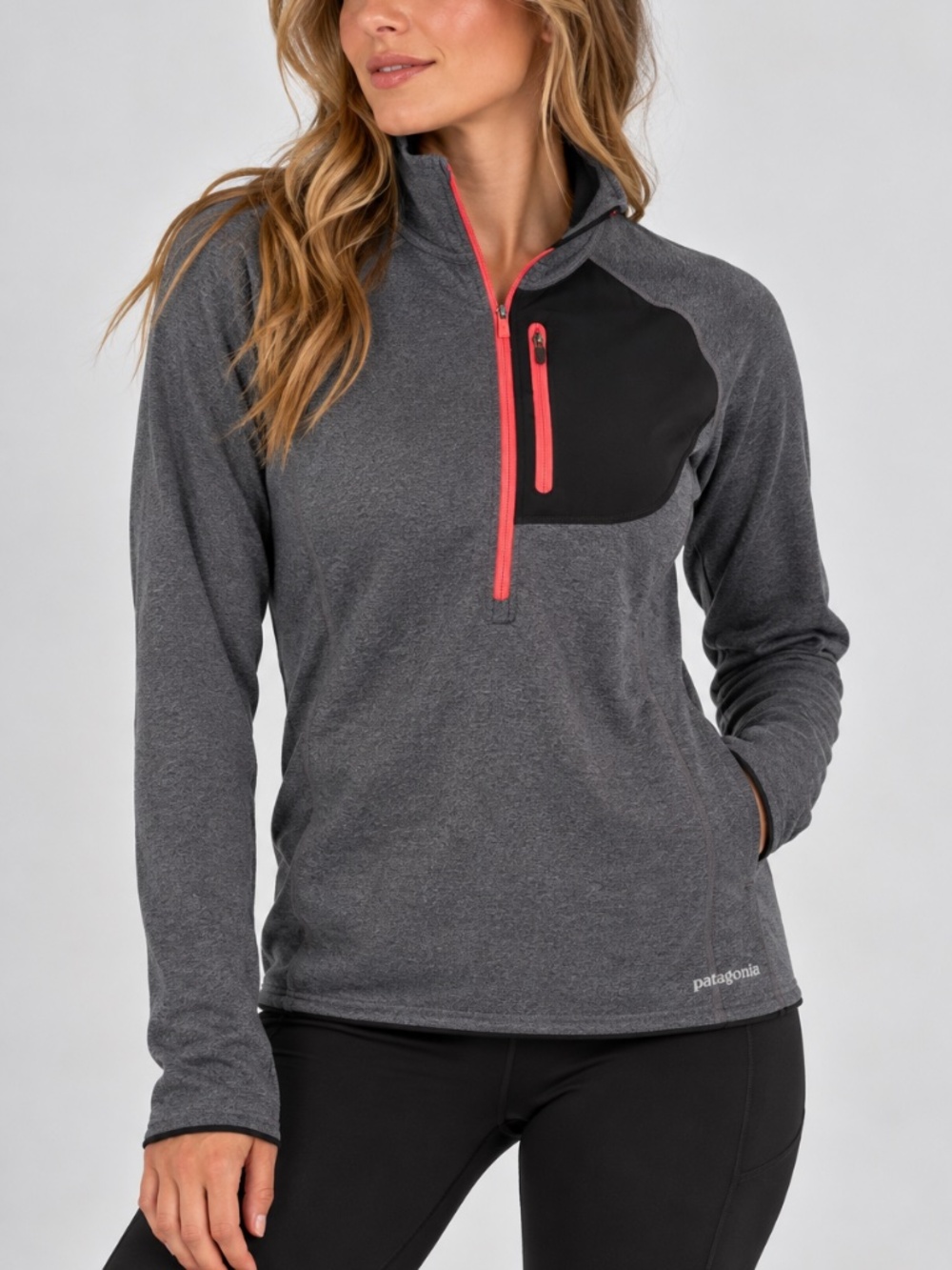 Patagonia Women's Thermal Fleece Half Zip Pullover Gray Pink JacketXS